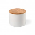 Keukenpot van keramiek met bamboe deksel 525ml kleur wit