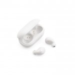 Comfortabele en aanpasbare draadloze oordopjes in houder kleur wit Tweede weergave