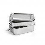 Lunchbox van gerecycled roestvrij staal met zijgespen 1,2L kleur zilver Tweede weergave