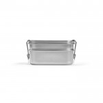 Lunchbox van gerecycled roestvrij staal met zijgespen 1,2L kleur zilver Vooraanzicht
