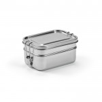 Lunchbox van gerecycled roestvrij staal met zijgespen 1,2L kleur zilver
