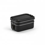 Dubbele lunchbox van gerecycled roestvrij staal met gespen 1,2L kleur zwart