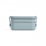 Dubbele lunchbox van gerecycled roestvrij staal met gespen 1,2L kleur gemarmerd blauw Vierde weergave