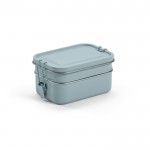 Dubbele lunchbox van gerecycled roestvrij staal met gespen 1,2L kleur gemarmerd blauw