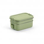 Dubbele lunchbox van gerecycled roestvrij staal met gespen 1,2L kleur gemarmerd groen
