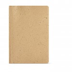 Notitieboek met zachte kaft gedeeltelijk van kokosschil A5 kleur lichtbruin Vooraanzicht