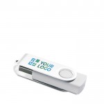 Draaibare USB met witte clip weergave met jouw bedrukking