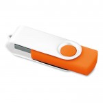 Draaibare USB kleur oranje met witte clip