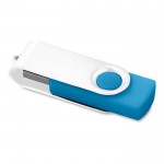 Draaibare USB kleur lichtblauw met witte clip