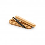 Pen van gerecycled aluminium en bamboe met blauwe Dokumental® inkt kleur zwart Vierde weergave