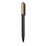 Pen van gerecycled aluminium en bamboe met blauwe Dokumental® inkt kleur zwart