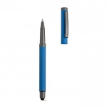 Pen van gerecycled roestvrij staal met zwarte Dokumental® inkt kleur blauw Tweede weergave