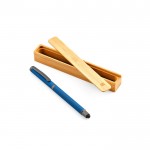 Pen van gerecycled roestvrij staal met zwarte Dokumental® inkt kleur blauw
