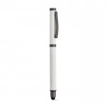 Pen van gerecycled roestvrij staal met zwarte Dokumental® inkt kleur wit