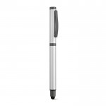 Pen van gerecycled roestvrij staal met zwarte Dokumental® inkt kleur zilver