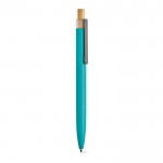 Pen van gerecycled aluminium en RPET met blauwe Dokumental® inkt kleur cyaan blauw