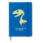 Pocket notitieboekje voor bedrijven kleur koningsblauw vierde weergave met logo