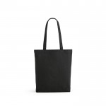 Tas van gerecycled katoen en polyester met lange handvatten 280 g/m2 kleur zwart Vooraanzicht