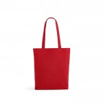 Tas van gerecycled katoen en polyester met lange handvatten 280 g/m2 kleur rood Vooraanzicht