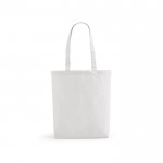 Tas van gerecycled katoen en polyester met lange handvatten 280 g/m2 kleur wit Vooraanzicht