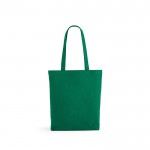 Tas van gerecycled katoen en polyester met lange handvatten 280 g/m2 kleur groen Vooraanzicht