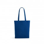 Tas van gerecycled katoen en polyester met lange handvatten 280 g/m2 kleur koningsblauw Vooraanzicht