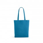 Tas van gerecycled katoen en polyester met lange handvatten 280 g/m2 kleur lichtblauw Vooraanzicht