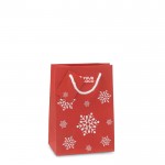 Kleine bedrukte tasjes met sneeuwvlokmotief kleur rood weergave met jouw bedrukking