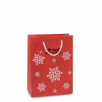 Middelgrote tas met logo en sneeuwvlokken kleur rood weergave met jouw bedrukking