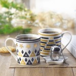 Keramische, bedrukte theeset met logo kleur hout luxe weergave