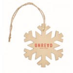 MDF sneeuvlokvormig ornament met logo  kleur hout eerste weergave