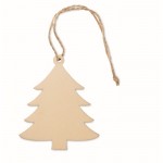Kerstboomvormige boomhanger met logo  kleur hout