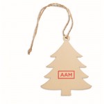 Kerstboomvormige boomhanger met logo  kleur hout eerste weergave