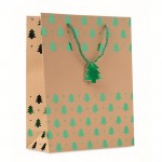 Papieren tasjes met logo en kerstmotief kleur groen
