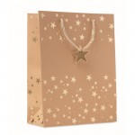 Papieren tasjes met logo en kerstmotief kleur goud