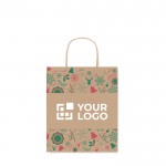 Kleine gerecycled papieren tas met opdruk kleur naturel weergave met jouw bedrukking