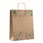 Bedrukte tassen van papier met kerstmotief kleur naturel