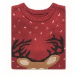 Grote trui met logo en kerstmotief kleur rood tweede weergave