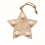 Kerst hangende houten ster met LED-verlichting kleur hout derde weergave