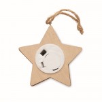 Kerst hangende houten ster met LED-verlichting kleur hout vierde weergave