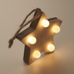 Kerst hangende houten ster met LED-verlichting kleur hout foto bekijken vijfde weergave
