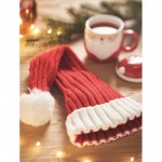 Lange kerstmuts met manchet en kwastje van RPET polyester kleur rood tweede sfeervolle weergave
