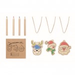 Set van 3 houten kerstversieringen en potloden kleur hout hoofdweergave