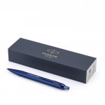 Monochrome metalen pen met klikknop en blauwe inkt Parker kleur blauw met jouw bedrukking