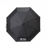 Automatische opvouwbare RPET paraplu, 190T, 8 panelen Ø98 kleur zwart met jouw bedrukking