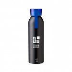 Drinkfles van gerecycled aluminium met gekleurde dop 650ml kleur lichtblauw met jouw bedrukking