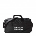 Waterafstotende polyester sporttas met versterkte bodem kleur zwart met jouw bedrukking