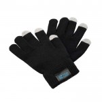 Tastbare handschoenen van polyester kleur zwart weergave met jouw bedrukking