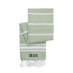 Katoenen pareo-handdoek met franjes kleur lichtgroen weergave met jouw bedrukking