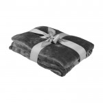 Polyester fleece deken met logo kleur grijs